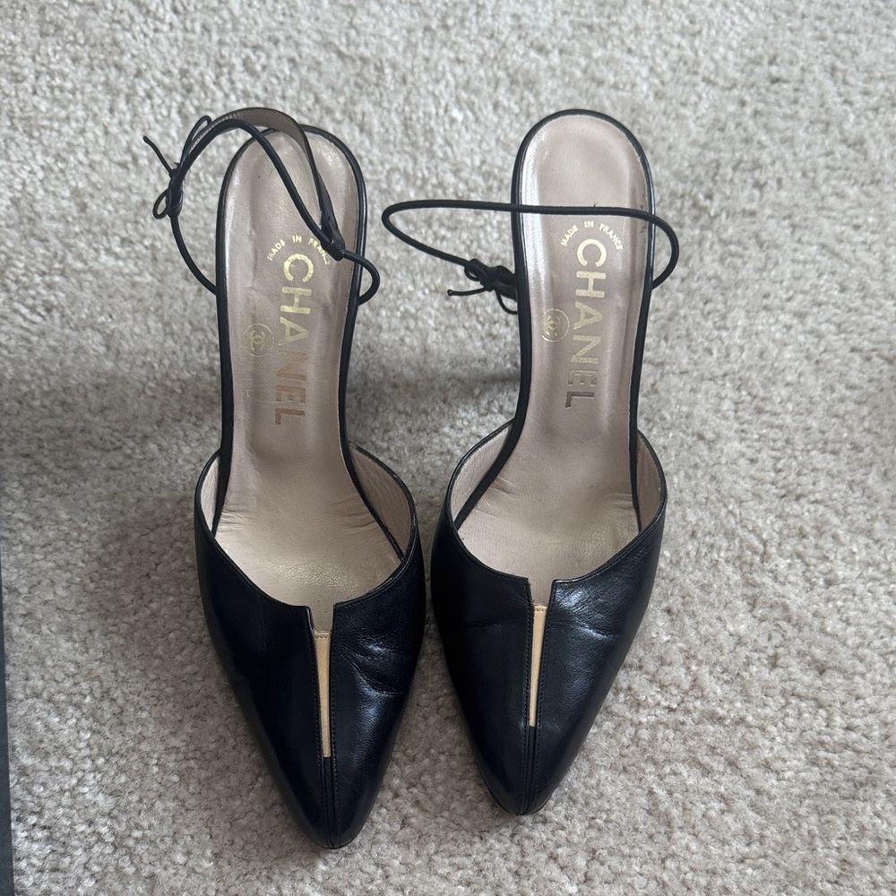 Chanel Black Leather Heels